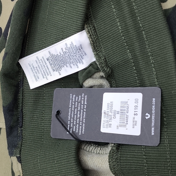 TRUE RELIGION SWEATPANTS CAMOUFLAGE, MEDIUM, UNISEX - Picture 7 of 10